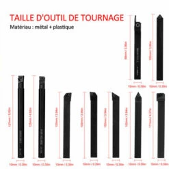 MONLY Ensemble D'outils De Tournage 9 Pieces Haute Duretefraise En Metal Tour Porte-outil CNC Avec Cleet Lame 10mm -Tours et accessoires Soldes 68770031 3